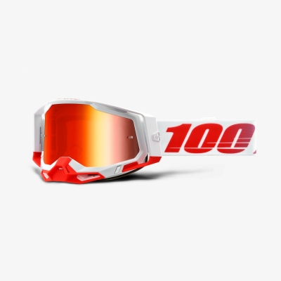 Okuliare 100% Racecraft 2, st-kith bielo-červené,zrkadlové