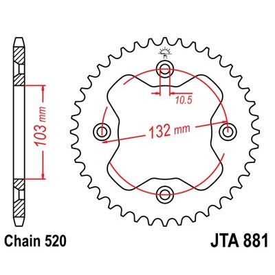 Hliníková reťazová rozeta JT JTA 881