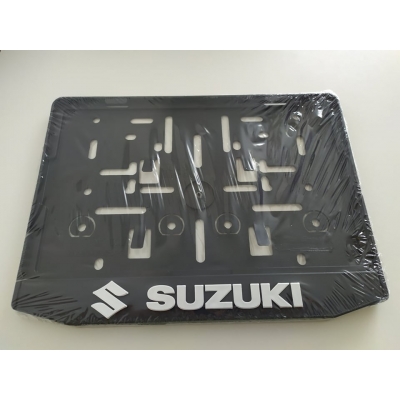 Podložka pod ŠPZ moto - 3D Suzuki, chróm