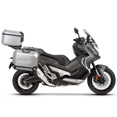 Kompletná sada hliníkových kufrov SHAD TERRA, 37 litrový vrchný kufor, 36/36 litrový bočné kufre, vrátane montážnej sady a platni SHAD HONDA X-ADV 750