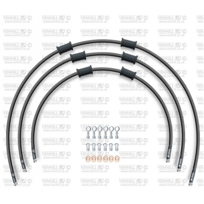 ŠTANDART -predok -sada Venhill POWERHOSEPLUS BMW-10011F-BK (3 hadice v sade) čierna hadica,chrómové koncovky